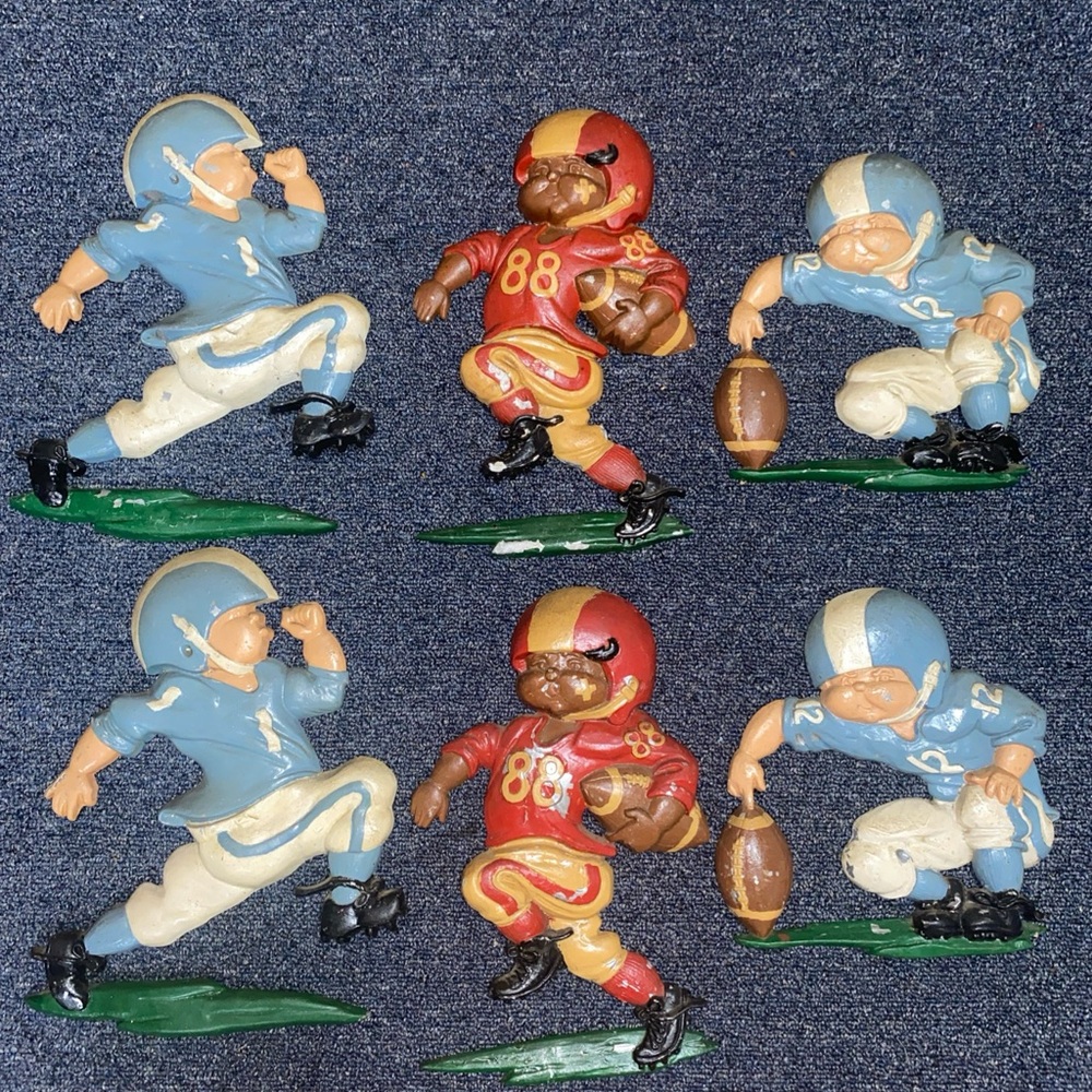 Vintage lot of 6 HOMCO Metal Football Player wall decor
